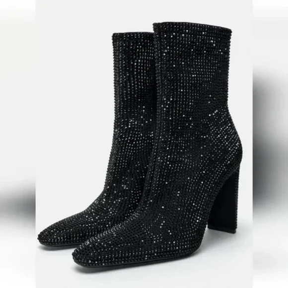 ZARA RHINESTONE HEELED ANKLE BOOTS - Picture 5 of 14
